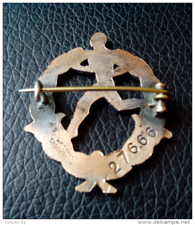 RARE WWII SWEDEN SOLDIER SPORT ARMY ORIGINAL WESTINS STOCKHOLM N:27666 BRONZE UNIQUE Badge Medal AWARD NO OTHER - Militares