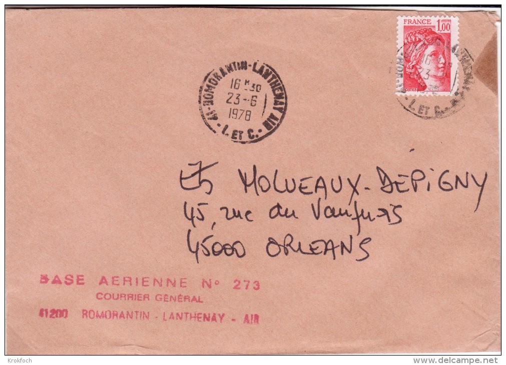 Romorantin Air 1978 L&C - Agence Armée De L´air - Base Aérienne 273 - Military Postmarks From 1900 (out Of Wars Periods)