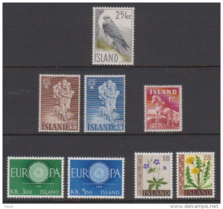 1960 ** Islande (sans Charn., MNH, Postfrish) Complete Yv 284 298/04  Mi 339/46  FA 373/80 (8v) - Komplette Jahrgänge