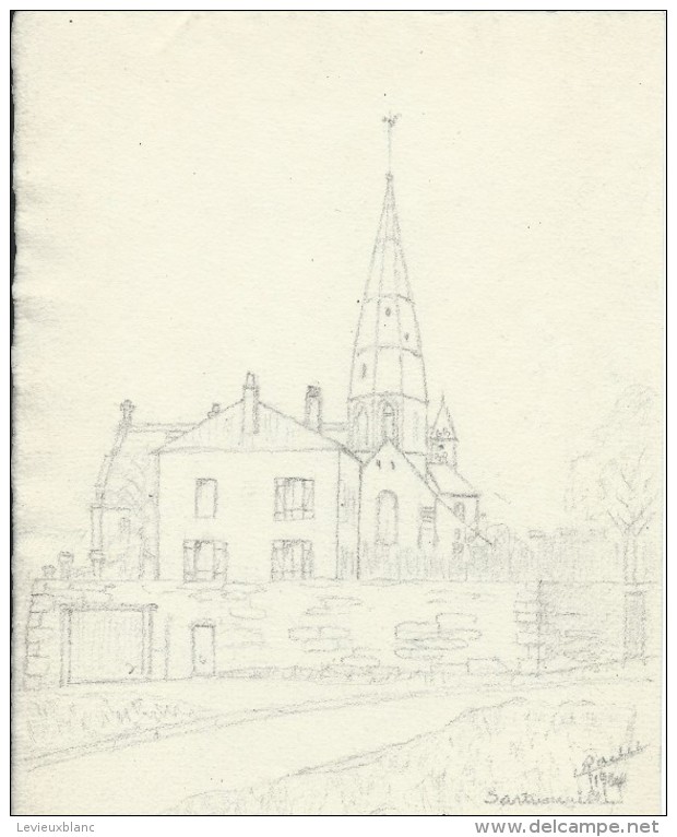 Dessin D´amateur/Crayon/L RACLET/Non Encadré/Eglise / Sartrouville/1964   GRAV149 - Sonstige & Ohne Zuordnung