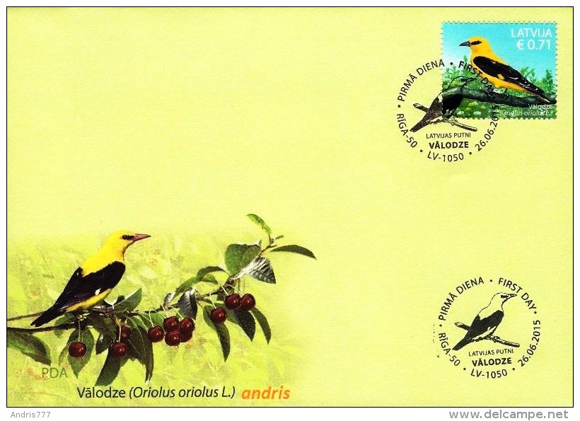 Latvia Lettland Lettonie 2015 (13) Birds - Vogel - Oiseau - Golden Oriole - Golden Plover (unaddressed FDC Set) - Latvia