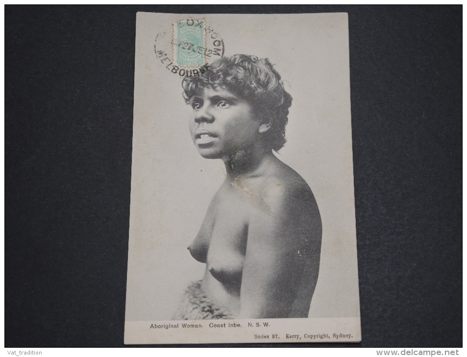 AUSTRALIE - Oblitération De Melbourne Sur Jolie Carte ( Femme Aborigène ) En 1912 , Décollée - A Voir - L 2053 - Covers & Documents