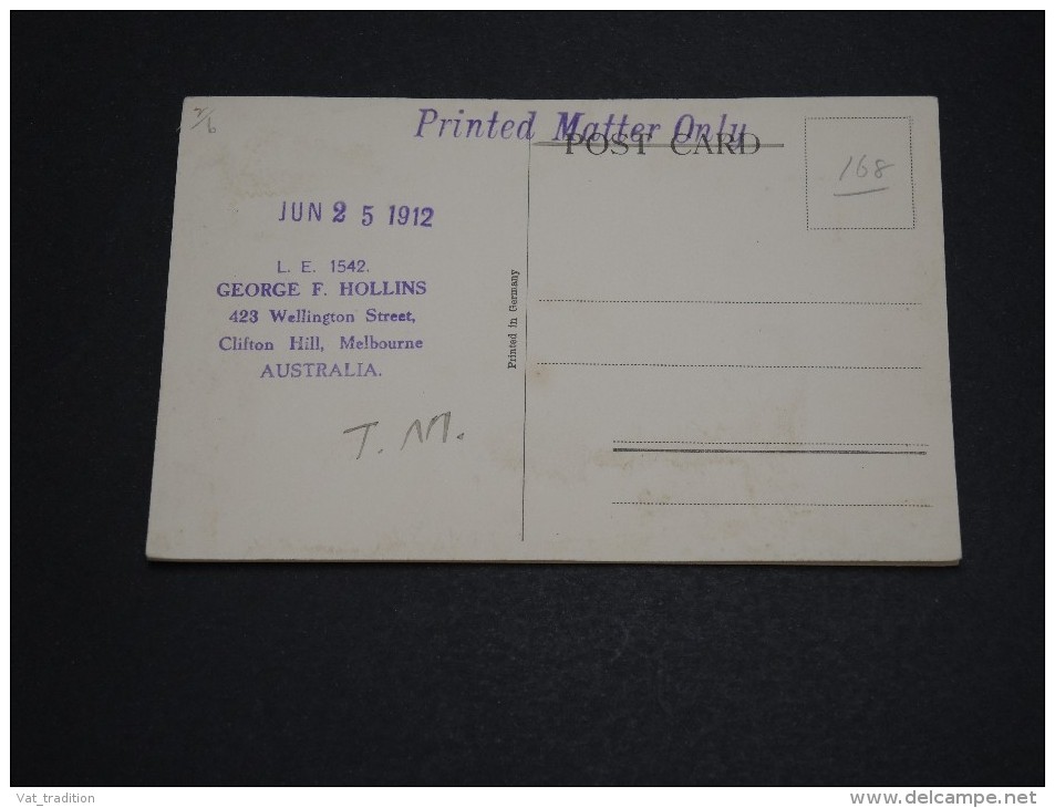 AUSTRALIE - Oblitération De Melbourne Sur Jolie Carte ( Femme Aborigène ) En 1912 , Décollée - A Voir - L 2053 - Covers & Documents
