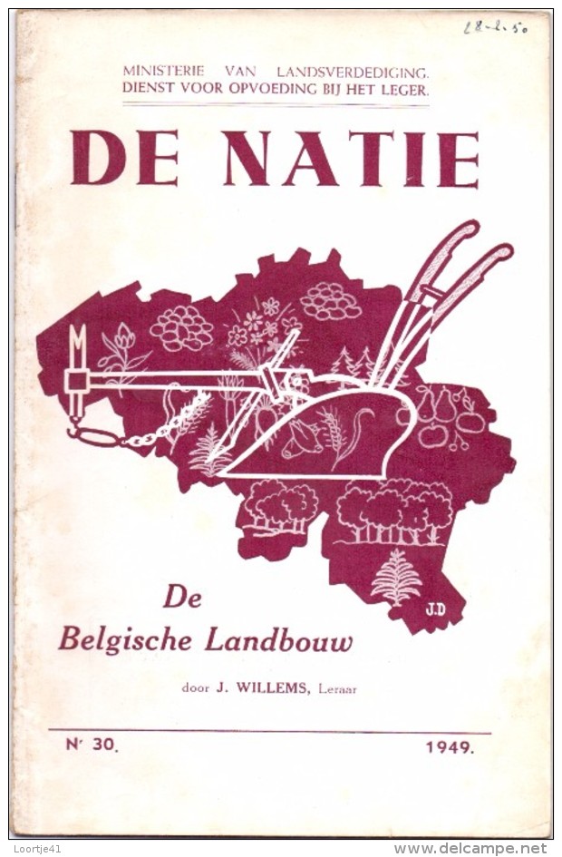 Brochure Handboekje - De Natie - De Belgische Landbouw - Willems 1949 - Dienst Belg. Leger - Autres & Non Classés