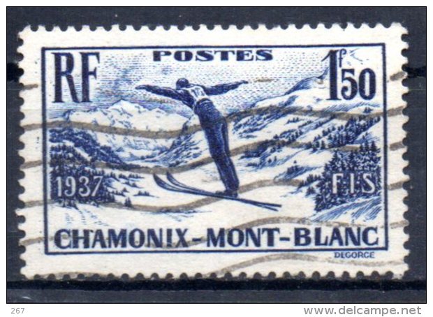 FRANCE    N° 334 Oblitere  Saut A Ski Chamonix - Ski