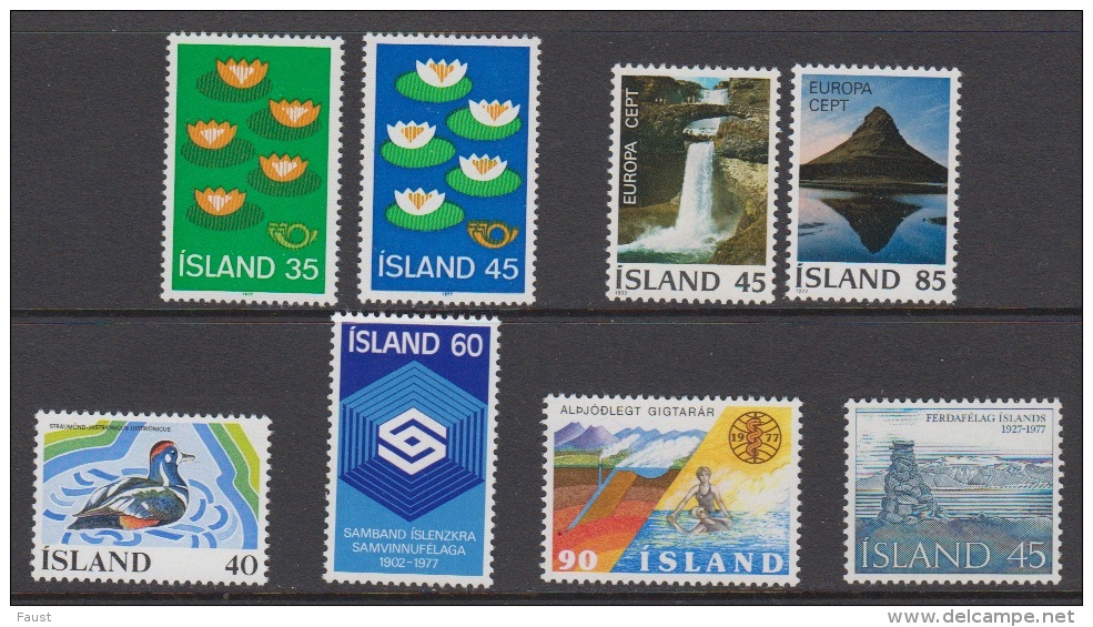 1977 ** Islande (sans Charn., MNH, Postfrish) Complete Yv 473/80  Mi 520/27  FA 557/64 - Annate Complete