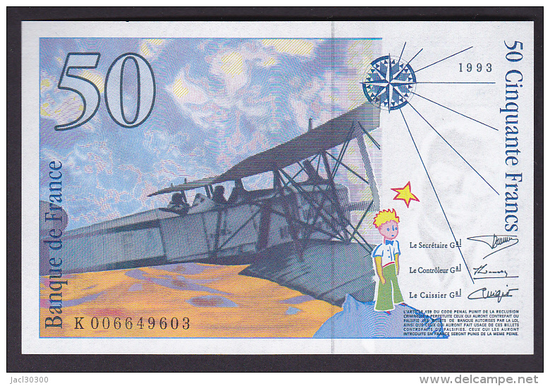 FRANCE : BILLET  50 FRANCS SAINT EXUPERY 1993 - NEUF (2 Scan) - 50 F 1992-1999 ''St Exupéry''