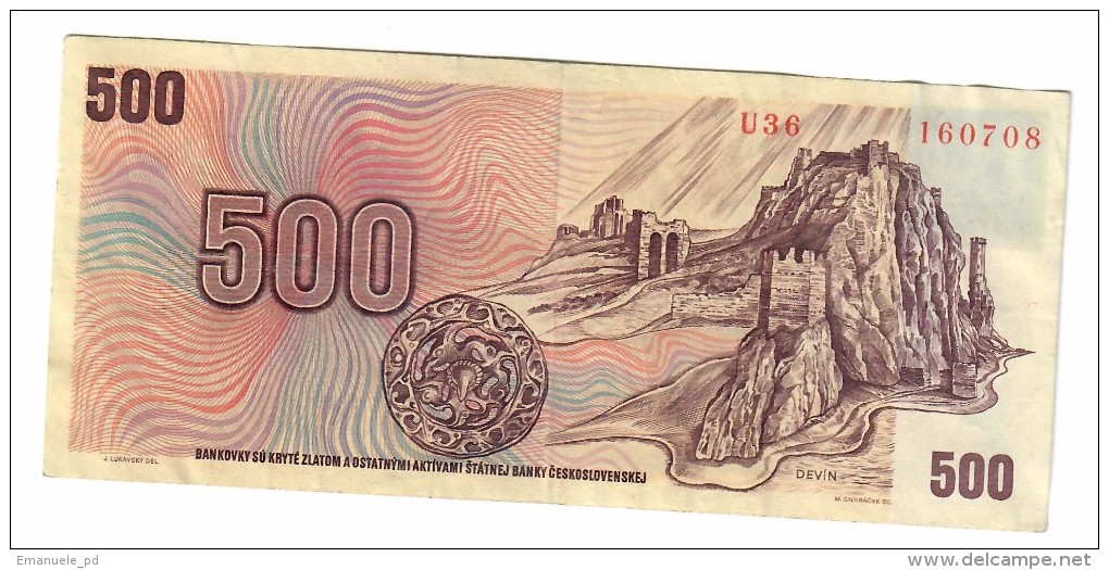 Czechoslovakia 500 Korun 1993 Provisional Issue - Cecoslovacchia