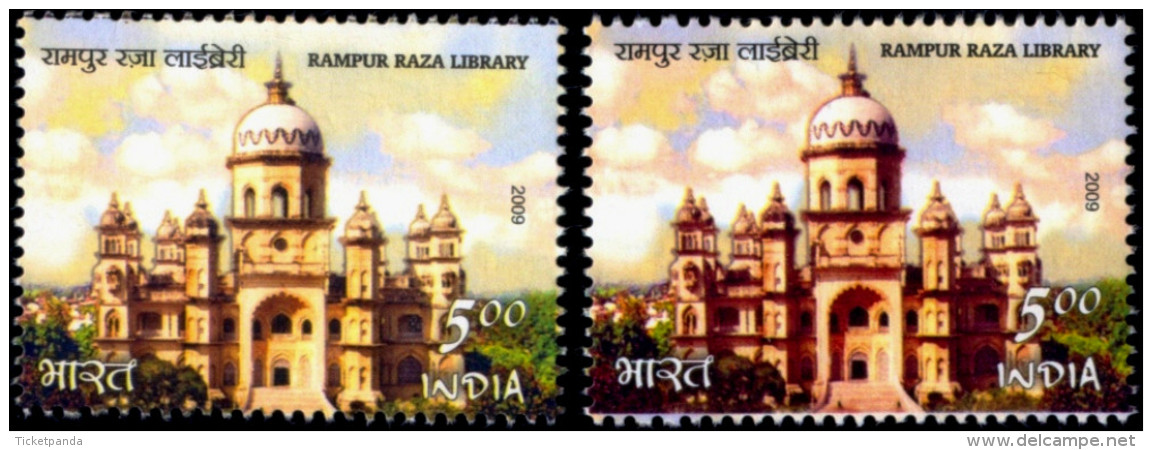 RAMPUR RAZA LIBRARY-MASSIVE ERROR-COLOR VARIETY-INDIA-2009-MNH-TP-139 - Variétés Et Curiosités