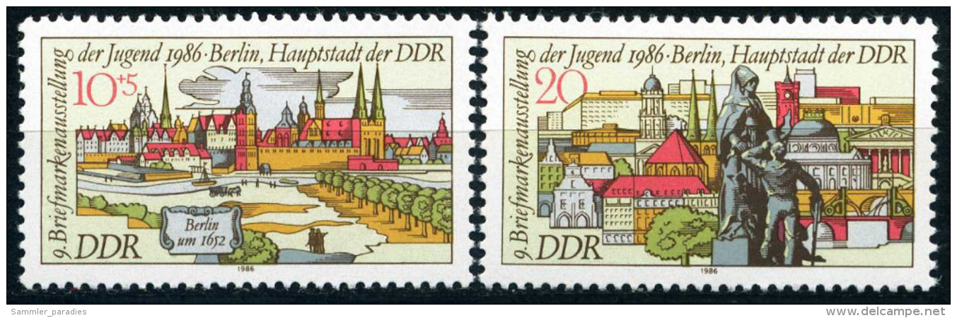 DDR - Michel 3030 / 3031 Einzeln - ** Postfrisch (A) - Briefmarkenausstellung Der Jugend Berlin - Ongebruikt