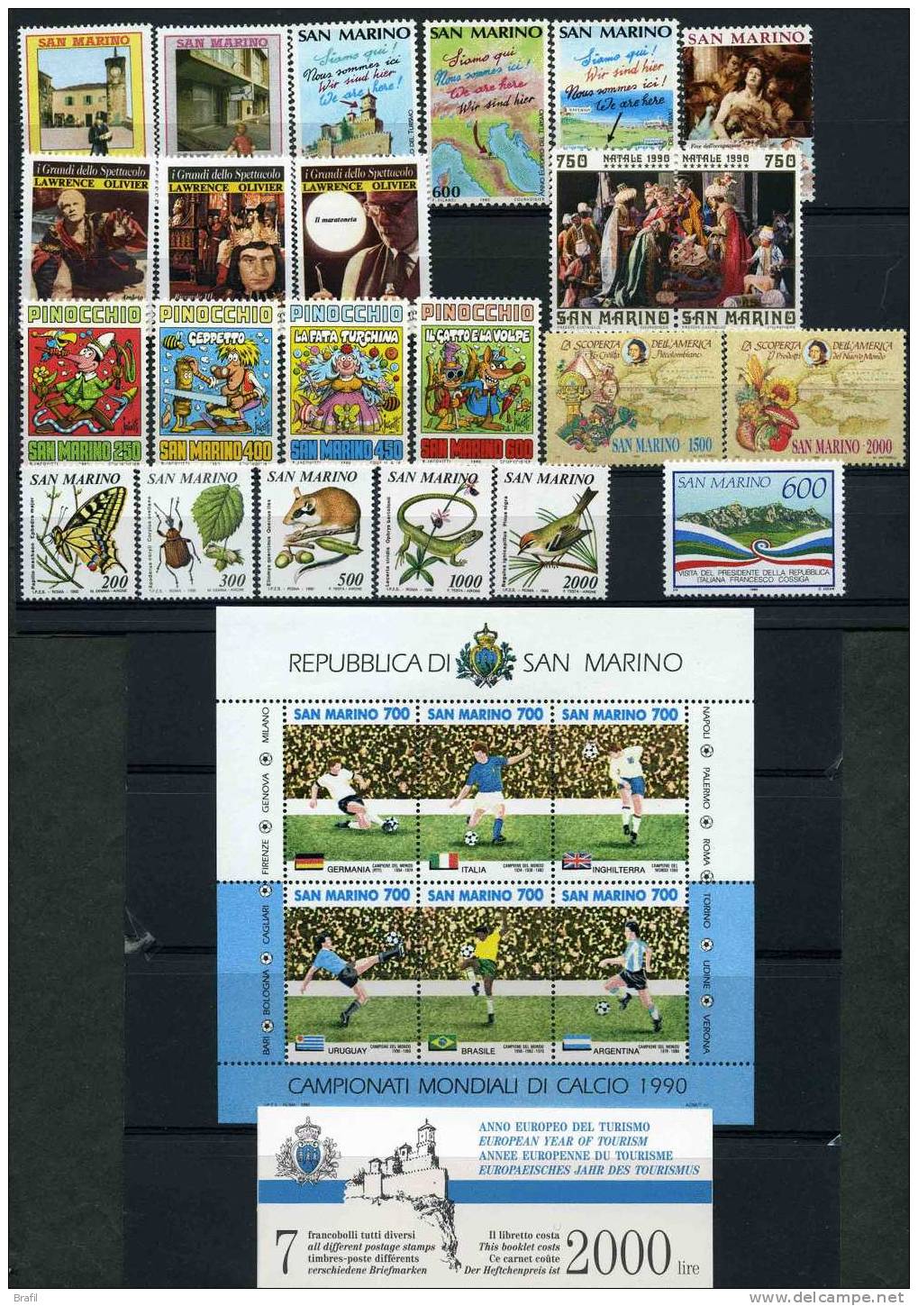 1990 San Marino Annata Completa Nuova 23 V. + 1 Fog. + 1 Libr. - Full Years