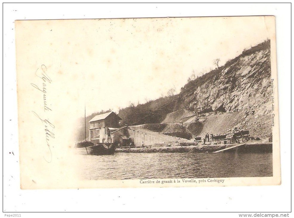 CPA  58 CORBIGNY Carrière De Granit De La Vovelle ( Vauvelle ) Canal Péniche Précurseur 1902 - Corbigny