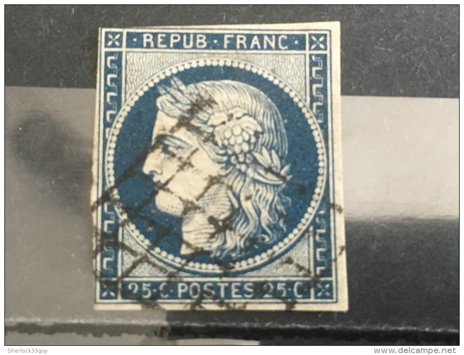 FRANCE  YT N°4.  Oblitéré°. Bleu Foncé. 1850. - 1849-1850 Ceres