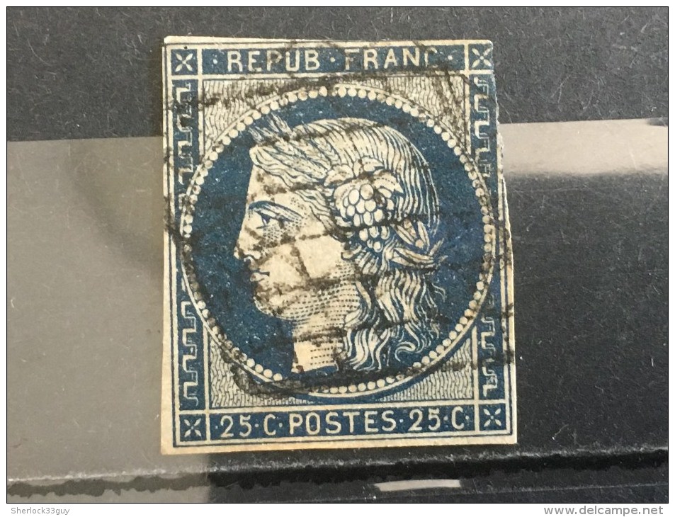 FRANCE  YT N°4.  Oblitéré°. Bleu Foncé. 1850. - 1849-1850 Ceres