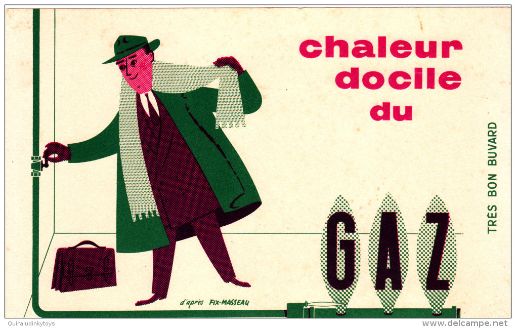 BUVARD CHALEUR DOCILE DU GAZ D'APRES FIX-MASSEAU 21X13.5 BON ETAT VOIR SCAN - Electricité & Gaz