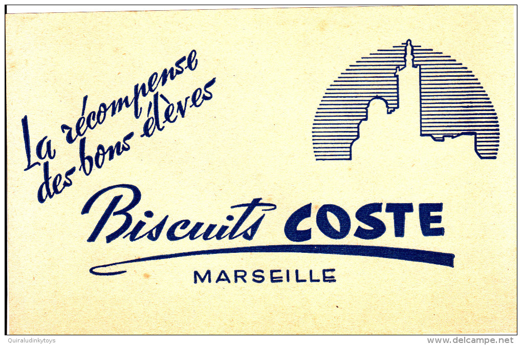 BUVARD BISCUITS COSTE MARSEILLE 21X13.5 BON ETAT VOIR SCAN - B