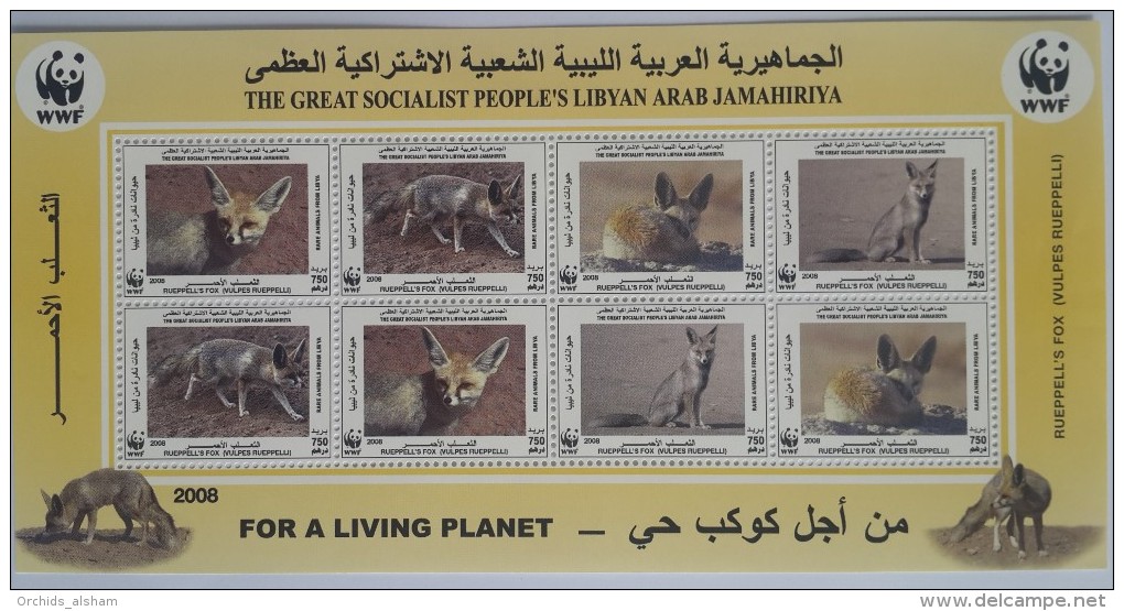 L21 Libya 2008 MNH Stamp - Complete Sheetlet -  Rueppell´s Sand Fox - Animals, Fauna, Environment For A Living Planet - Libyen