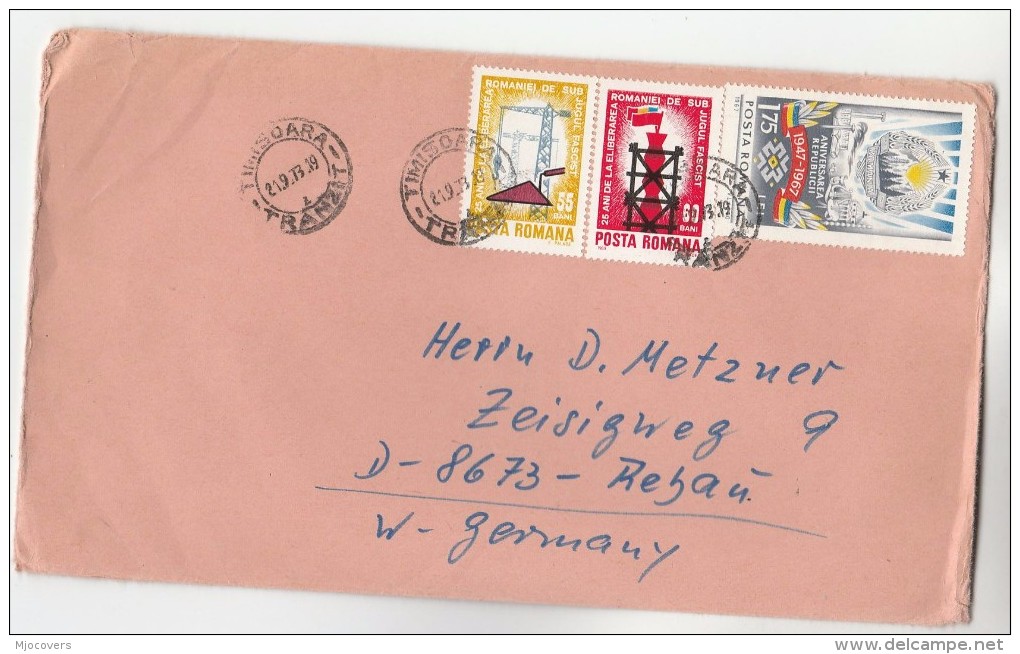 1973 Timisora ROMANIA COVER Stamps REPUBLIC Anniv ANTI FASCISM To Germany - Covers & Documents