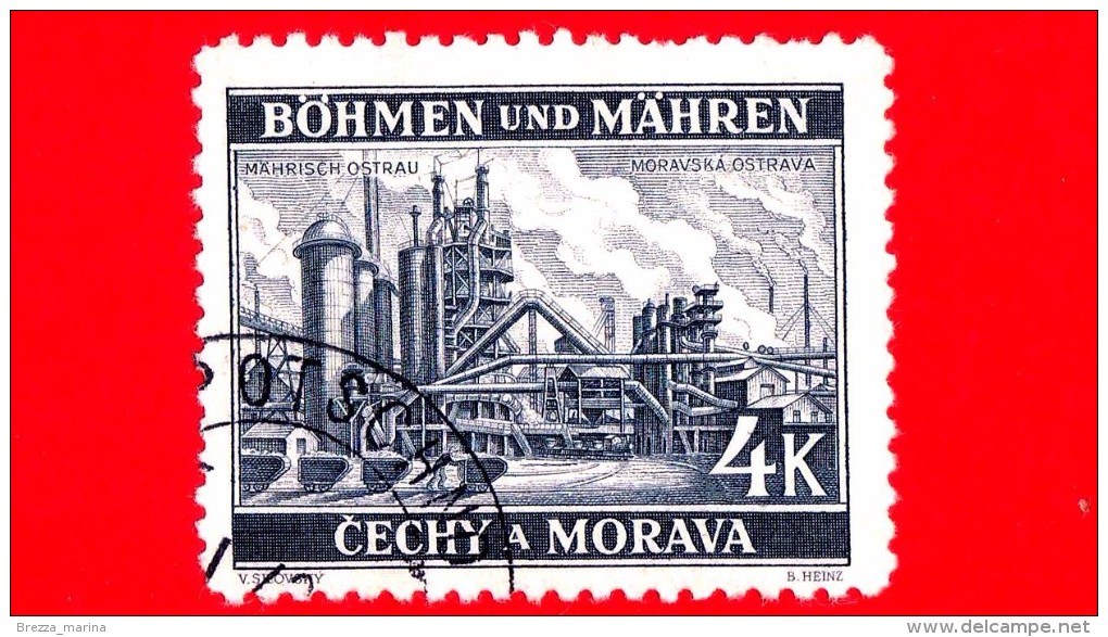 BOEMIA E MORAVIA - Usato - 1939 - Paesaggi - Industria - Mährisch Ostrau - Moravské Ostrava - 4 - Usati