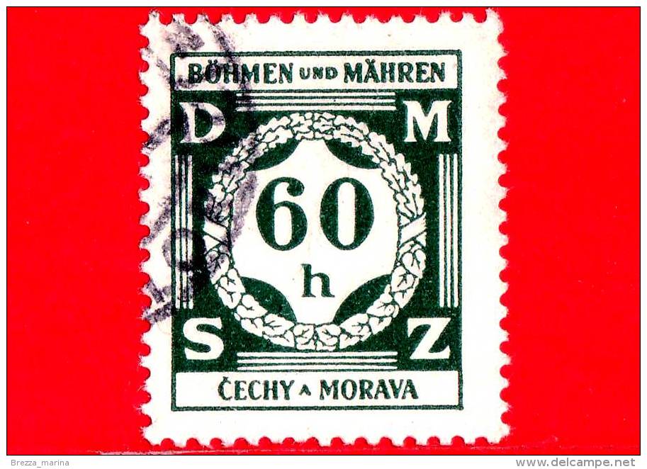 BOEMIA E MORAVIA - Usato - 1941 - Cifra - Valore In Una Corona Di Alloro - 60 - Usati