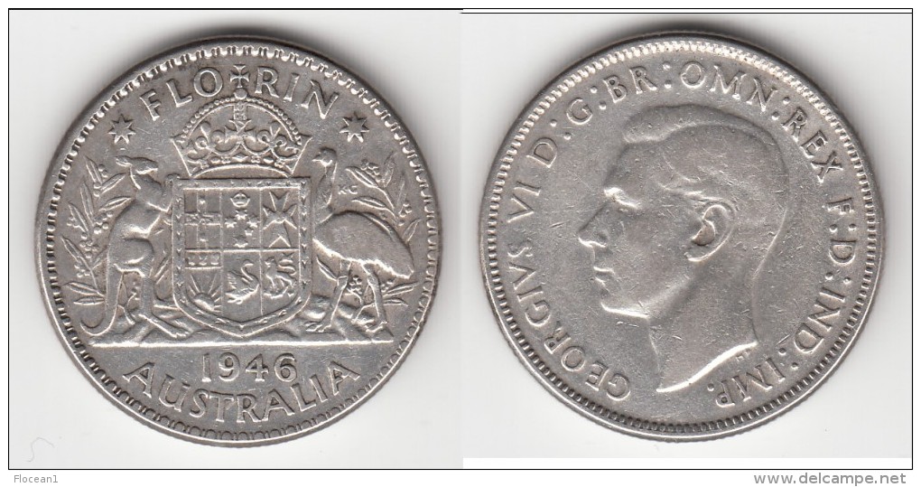 **** AUSTRALIE - AUSTRALIA - 1 FLORIN 1946 - ONE FLORIN 1946 - ARGENT - SILVER **** EN ACHAT IMMEDIAT !!! - Florin