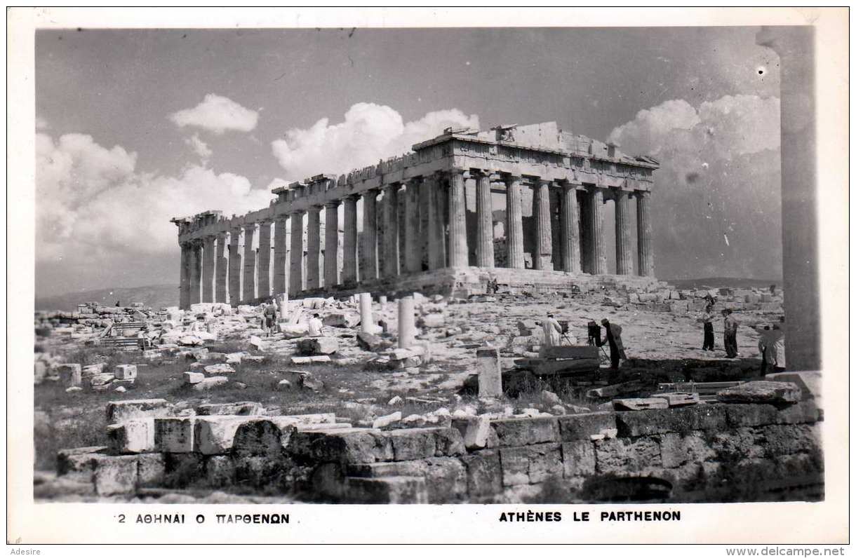 ATHEN LE PARTHENON - Fotokarte Gel.1950?, 2 Sondermarken - Greece