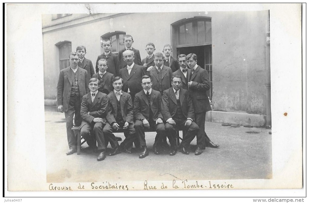 PARIS (XIV) Carte Photo Groupe De Sociétaires Rue De La Tombe Issoire Beau Plan Groupe - District 14