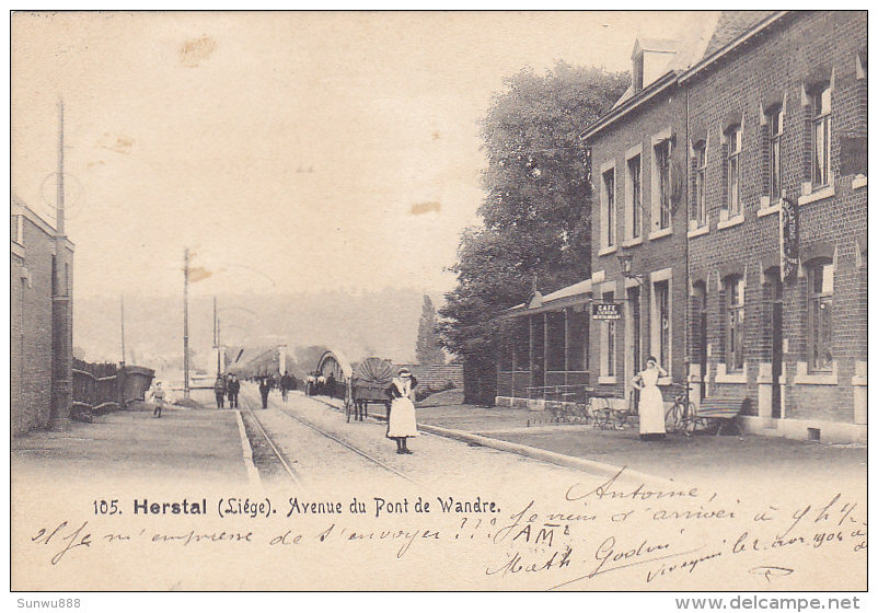 Herstal - Avenue Du Pont De Wandre (animée, Café Restaurant, Vélo, 1904) - Herstal