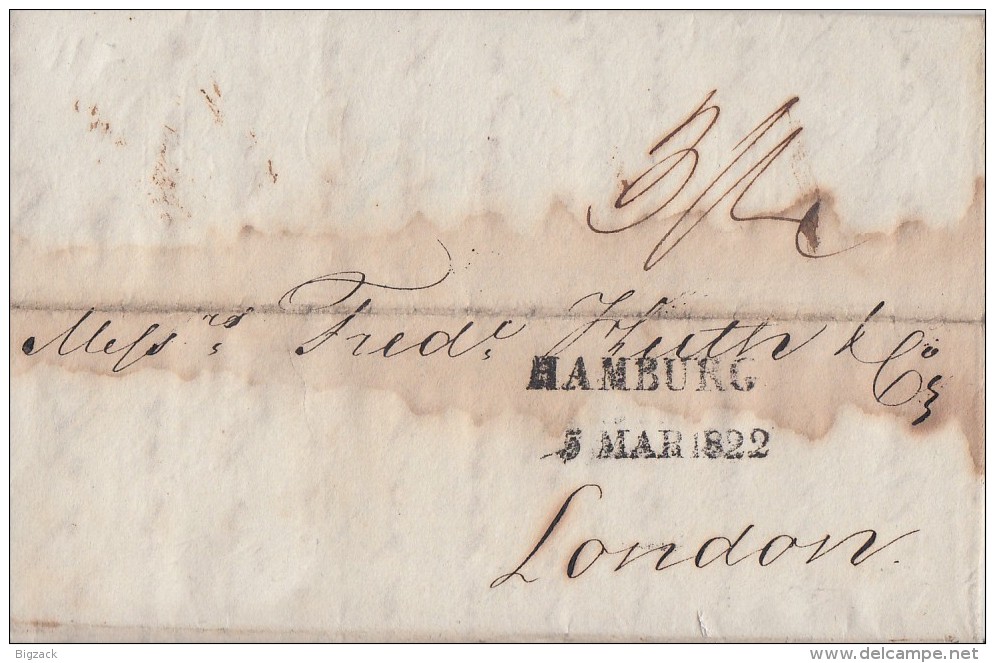 Brief L2 Hamburg 5.3.1822 Gel. Nach London Mit Ankunftsst. Ansehen !!!!!!!!!!!! - Vorphilatelie