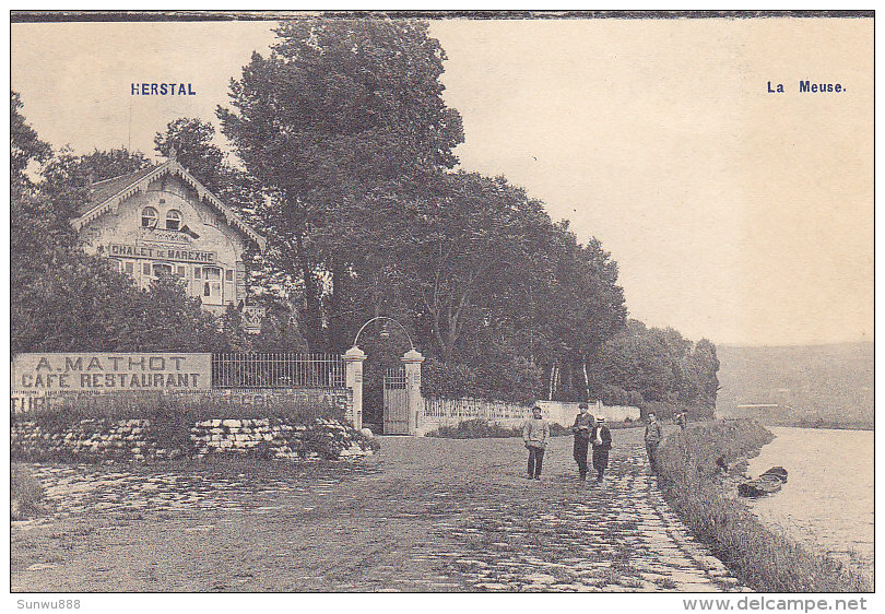 Herstal - La Meuse (animée, Café Restaurant Mathot, Châlet De Marexhe, AHH) - Herstal