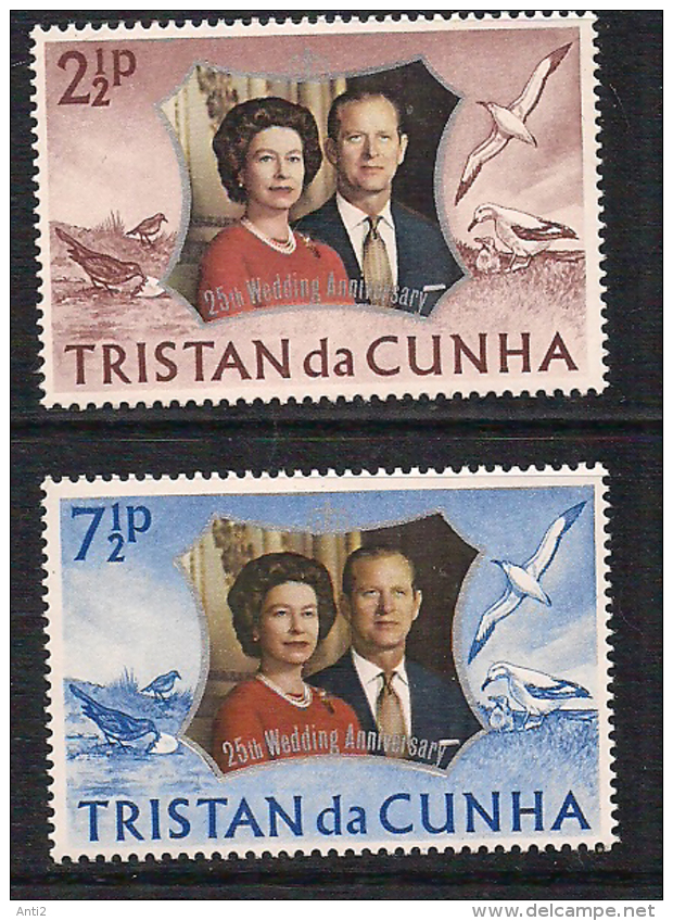 Tristan Da Cunha 1972 Silver Wedding,   Mi  178-179  MNH(**) - Ste Lucie (...-1978)
