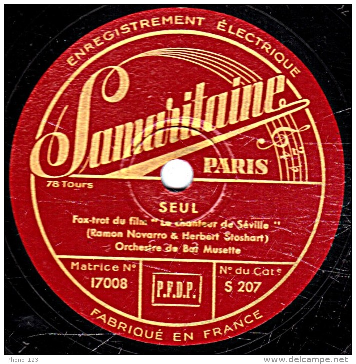 78 T.- 25 Cm - état B - Orchestre De Bal Musette - UN BAISER;;; UN SOURIRE - SEUL - 78 Rpm - Gramophone Records