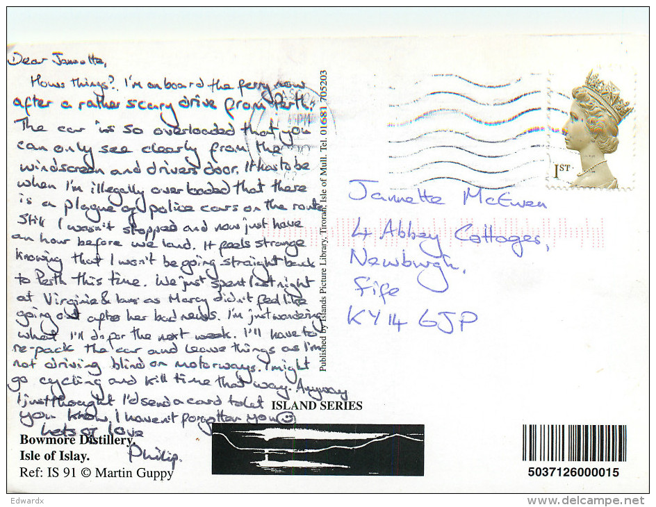 Bowmore Distillery, Isle Of Islay, Argyll, Scotland Postcard Posted 2000 Stamp - Argyllshire