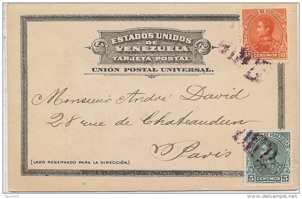 CTN35/2 - CPA A DESTINATION DE PARIS JANVIER 1900 - Venezuela