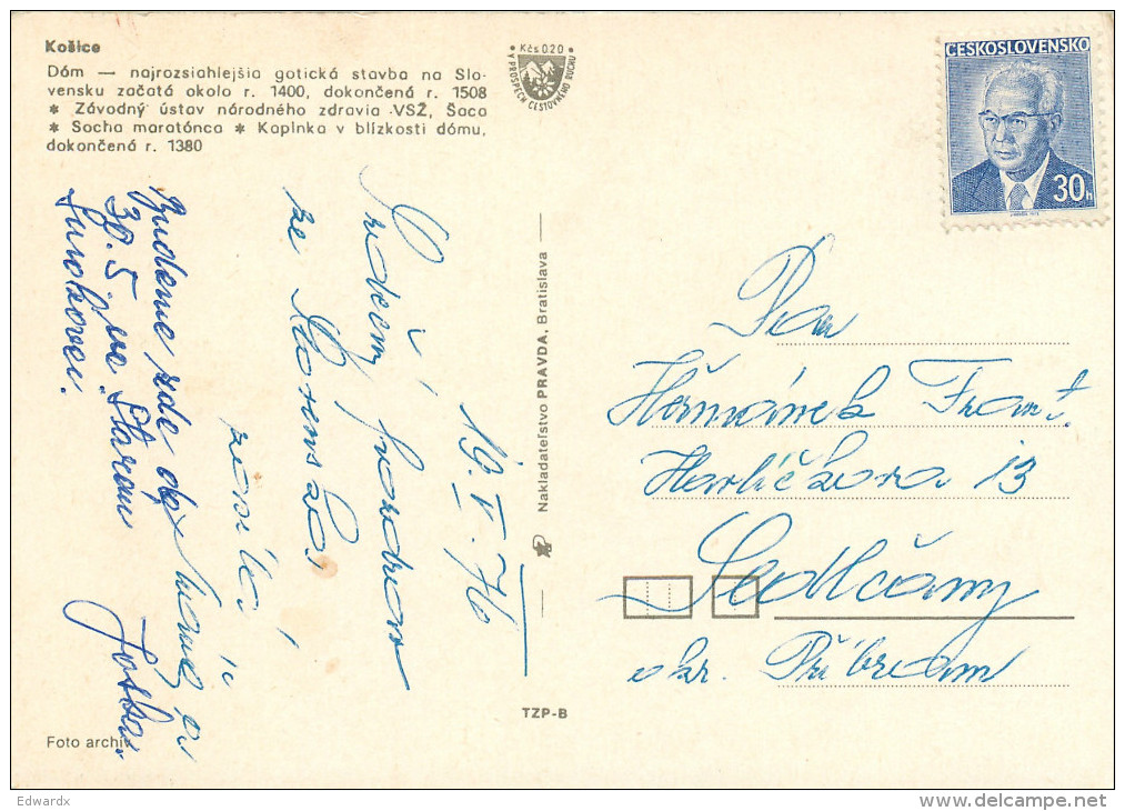 Kosice, Slovakia Postcard Posted 1976 Stamp - Slowakei