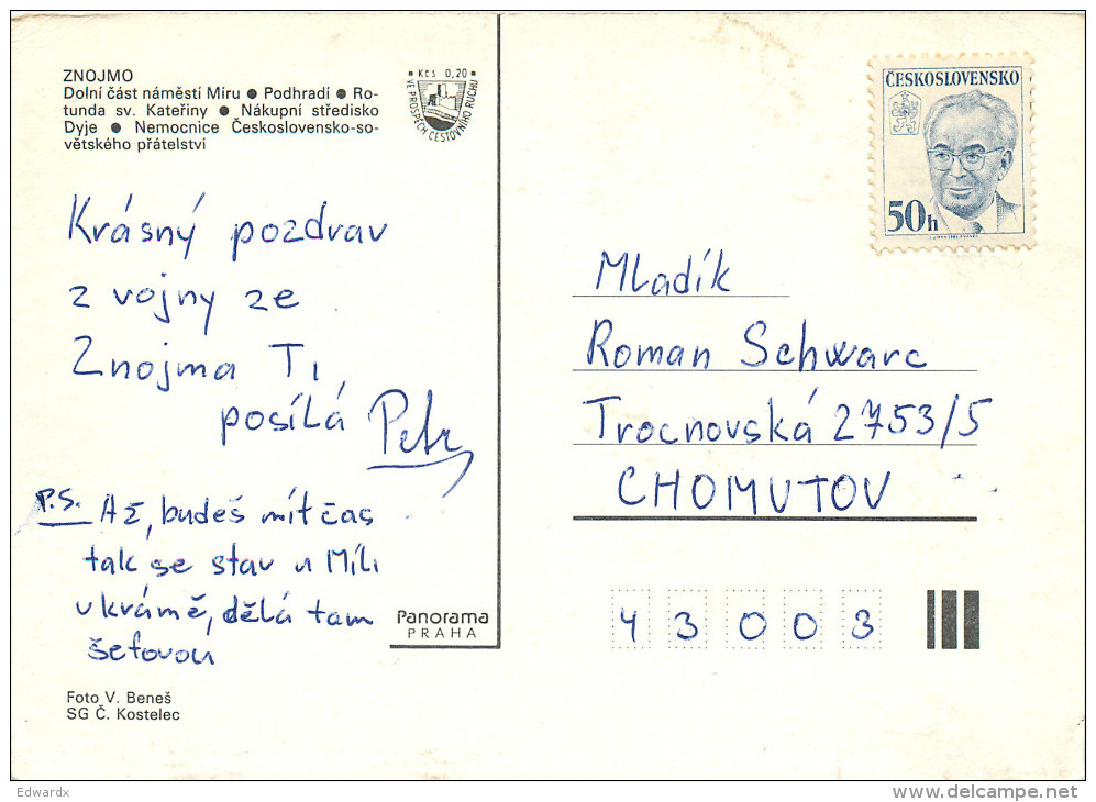 Znojmo, Czech Republic Postcard Posted 1985 Stamp - República Checa