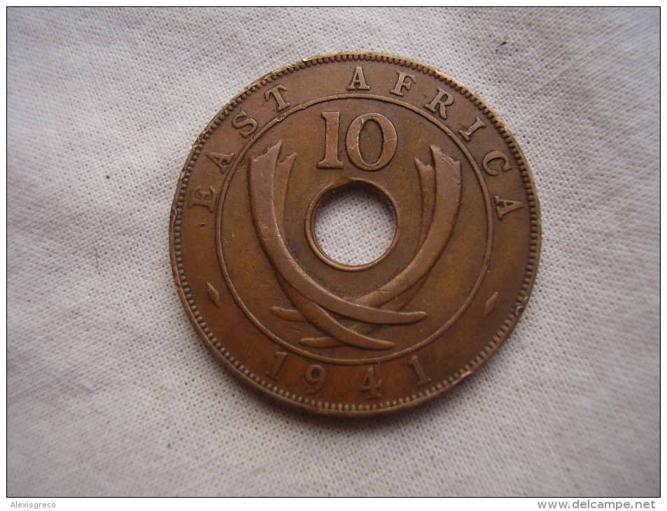 BRITISH EAST AFRICA USED TEN CENT COIN BRONZE Of 1941 - GEORGE VI From Mint I. (HG10) - Britse Kolonie