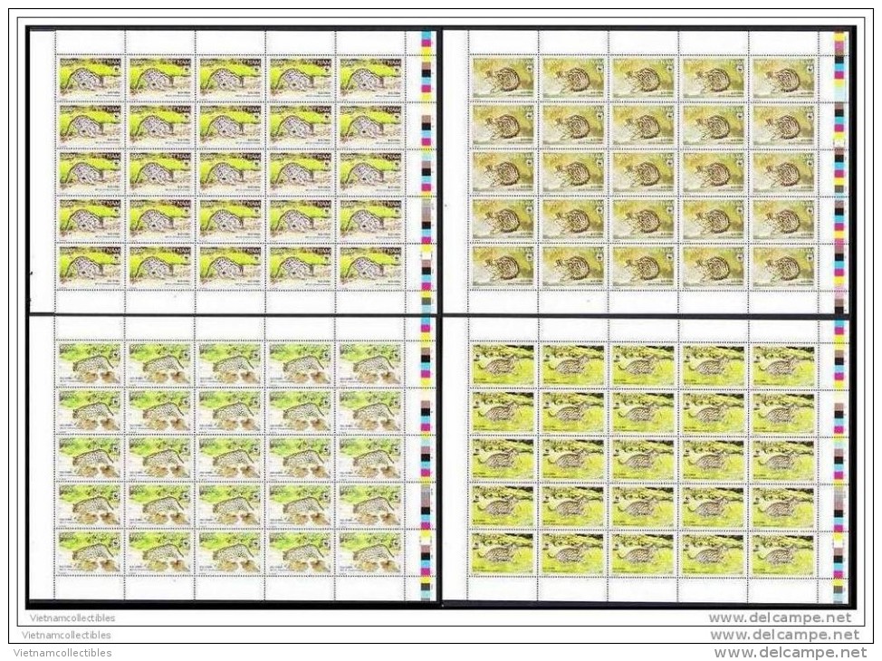 Full Sheets Of WWF W.W.F. Vietnam Viet Nam MNH Perf Stamps 2010 : Fishing Cat (Ms996) - Unused Stamps