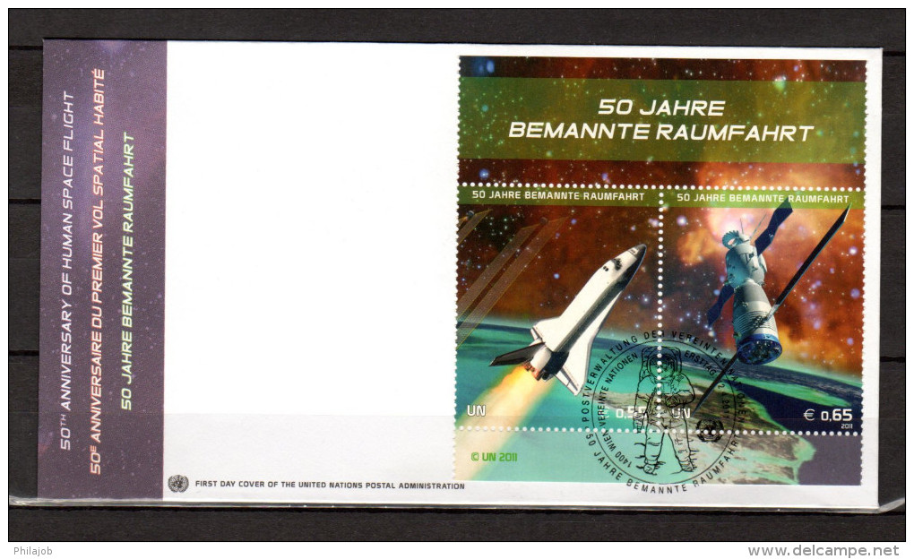 ONU (Vienne) 2011 : Enveloppe 1er Jour FDC " 50 ANS DU 1er VOL SPATIAL HABITE / ETOILES / GAGARINE .. ". Parfait état. - Sonstige & Ohne Zuordnung