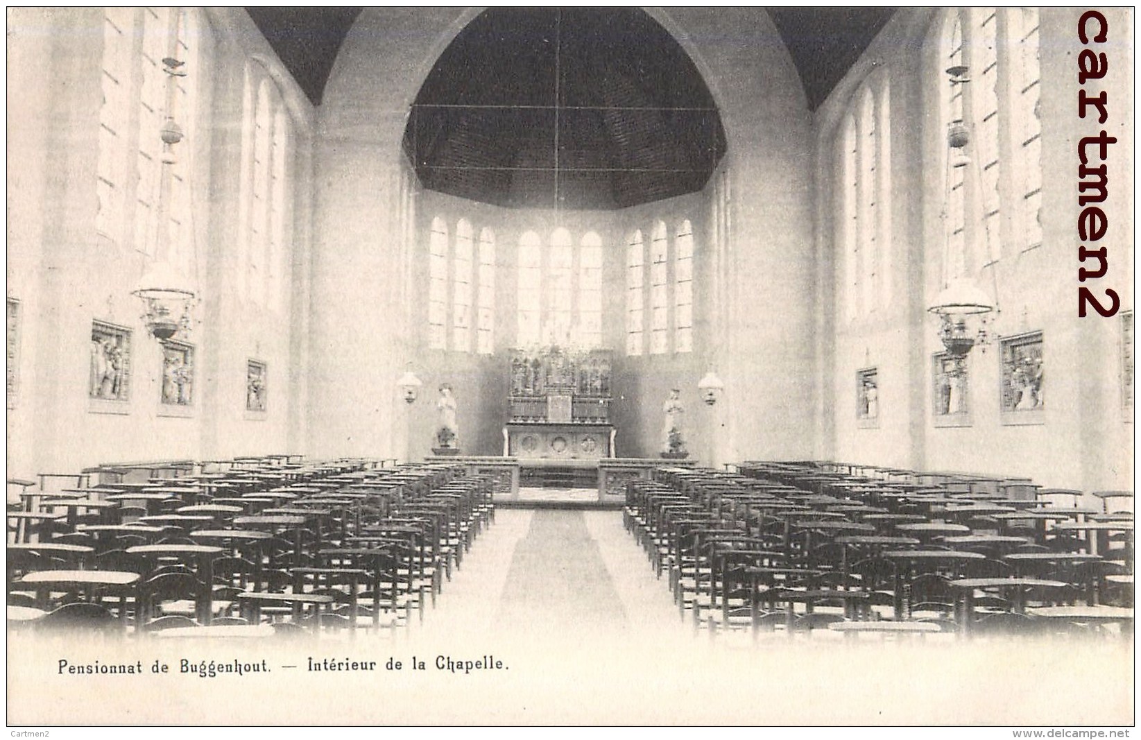 PENSIONNAT DE BUGGENHOUT INTERIEUR DE LA CHAPELLE BELGIQUE 1900 - Buggenhout