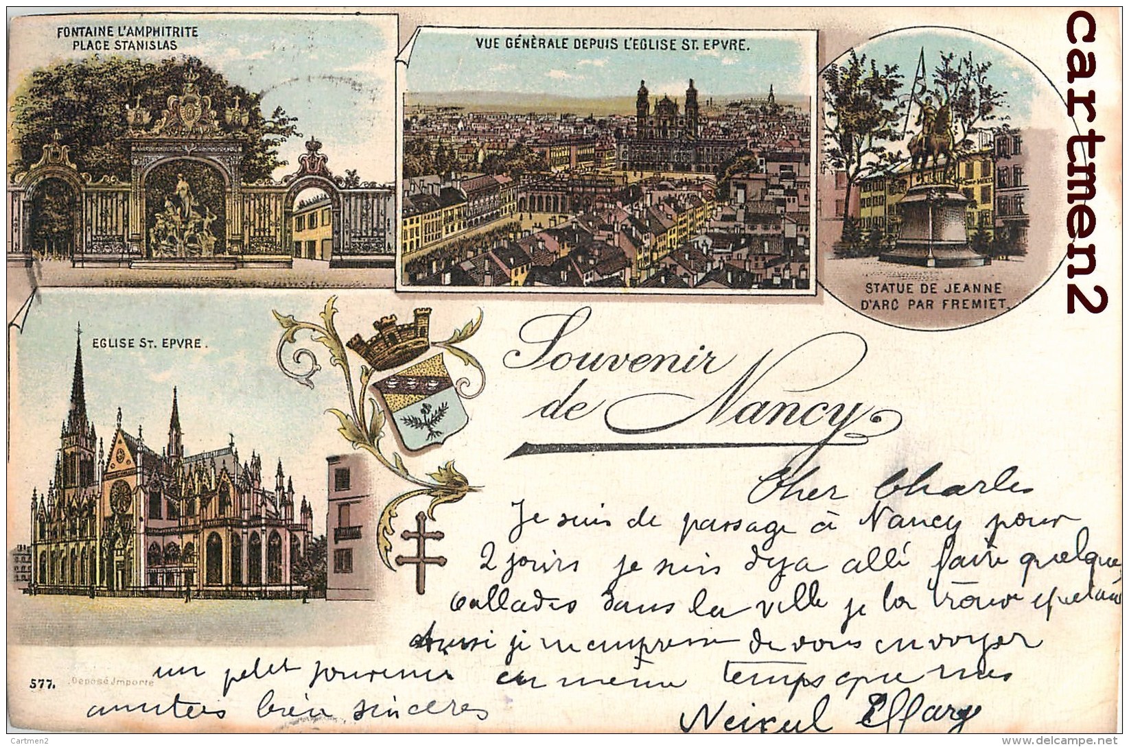 SOUVENIR DE NANCY 1897 MULTIVUES STYLE GRUSS 1900 Famille Louyot Rue Mazelle Metz - Nancy