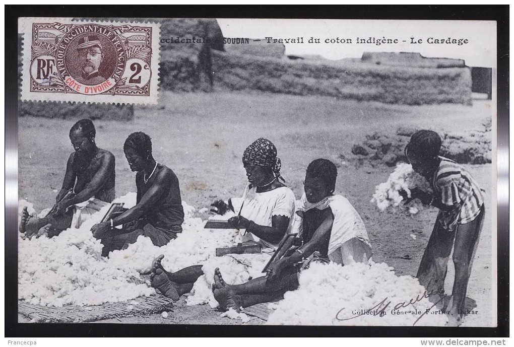 450 - AFRIQUE - SOUDAN - Travail Du Coton Indigène - Le Cardage - Soudan