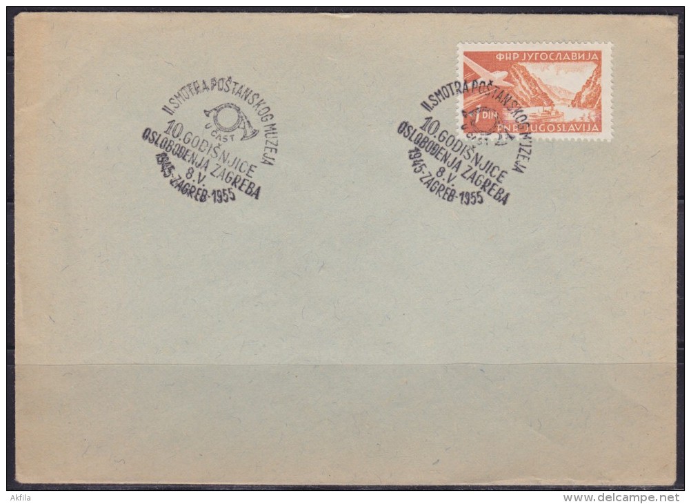 8175. Yugoslavia 1955 Review Of The Postal Museum In Honour Of 10th Anniversary Since Liberation, Cover - Covers & Documents