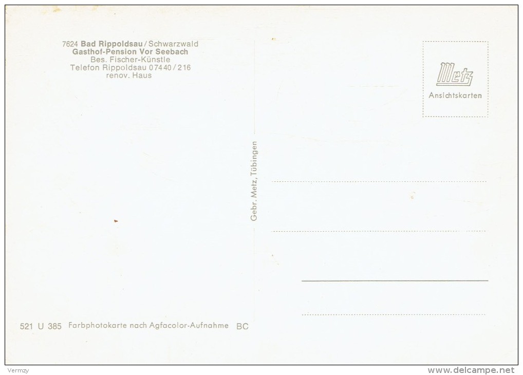 BAD RIPPOLDSAU : Gasthof-Pension Vor Seebach - Bad Rippoldsau - Schapbach