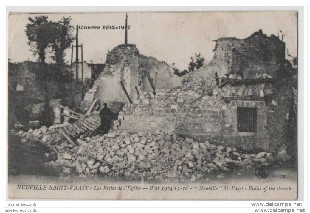 WW1 Neuville Saint  Vaast - Ruins Of The Church At Neuville - Oorlog 1914-18