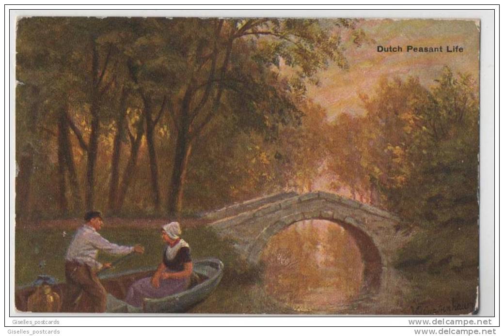 Dutch Peasant Life - Couple In A Small Boat -  Artist Signed - J.G Gerstenhauer - Other & Unclassified