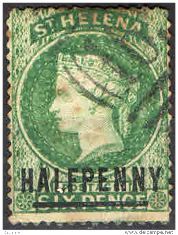 ST. HELENA - 1884 - EFFIGIE DELLA REGINA VITTORIA CON SOVRASTAMPA 17 MM - OVERPRINTED - SEE 2 SCANS - USATO - Isola Di Sant'Elena