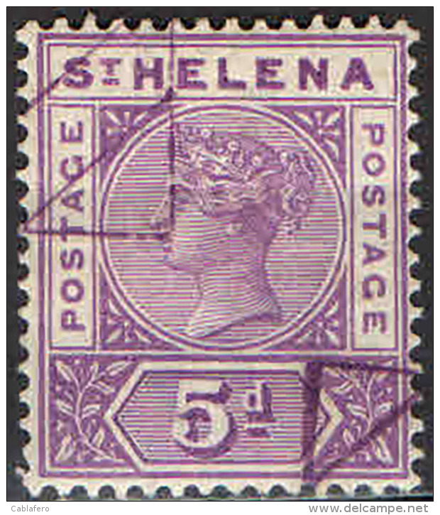 ST. HELENA - 1896 - EFFIGIE DELLA REGINA VITTORIA - 5 P. - USATO - Isola Di Sant'Elena