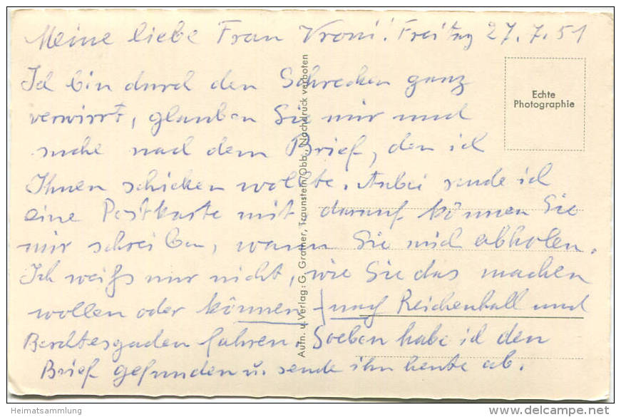 Alt-Traunstein - Foto-AK - Verlag G. Grainer Traunstein - Rückseite Beschrieben 1951 - Traunstein