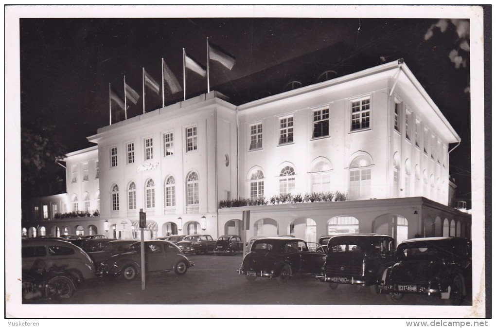 Germany PPC Ostseebad Travemünde - Casino Old Cars Autos Sonderstempel TRAVEMÜNDE 1953 Echte Real Photo (2 Scans) - Lübeck-Travemuende